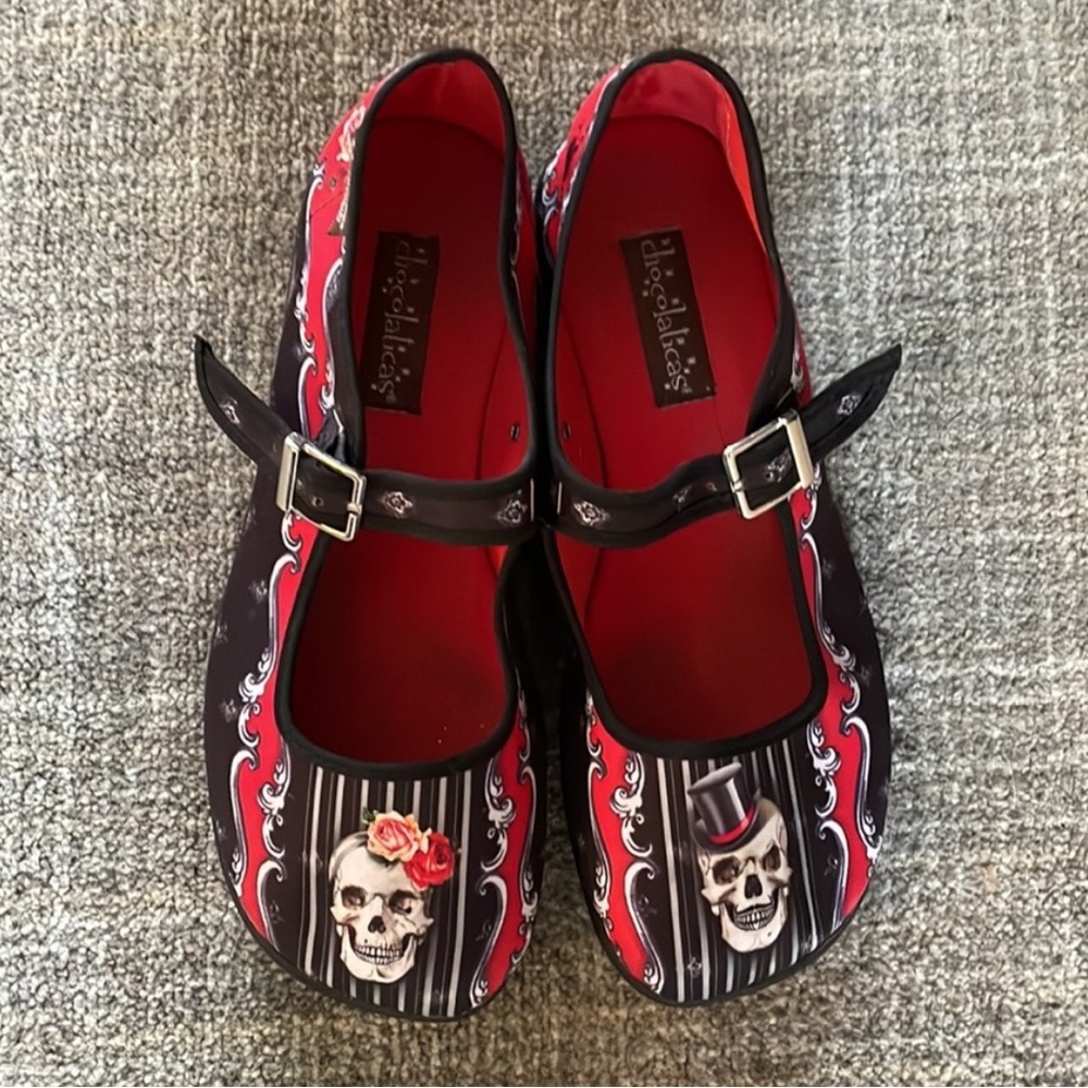 Hot Chocolate Design Chocolaticas Eternal Love Mary Jane Flat Shoes Skulls Sz 9 - Picture 4 of 6